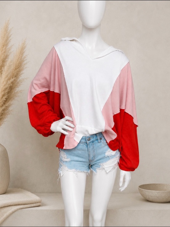 BUCKETLIST Sweaters - BUCKETLIST Color block Collared V- Neck Sweater